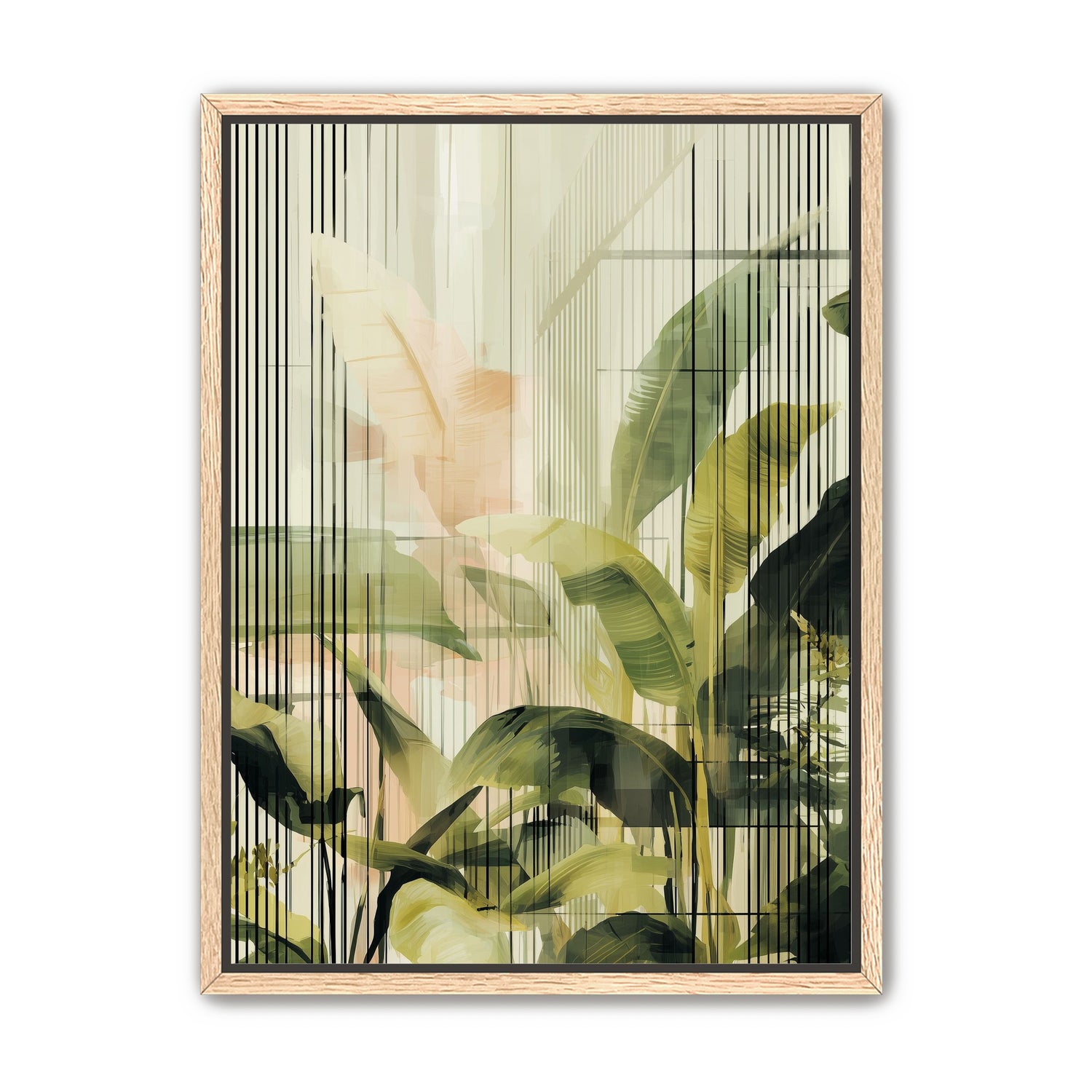 Green leaves in peach light