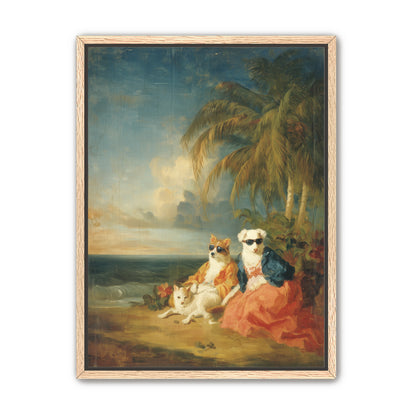 Sunglasses dogs under palms