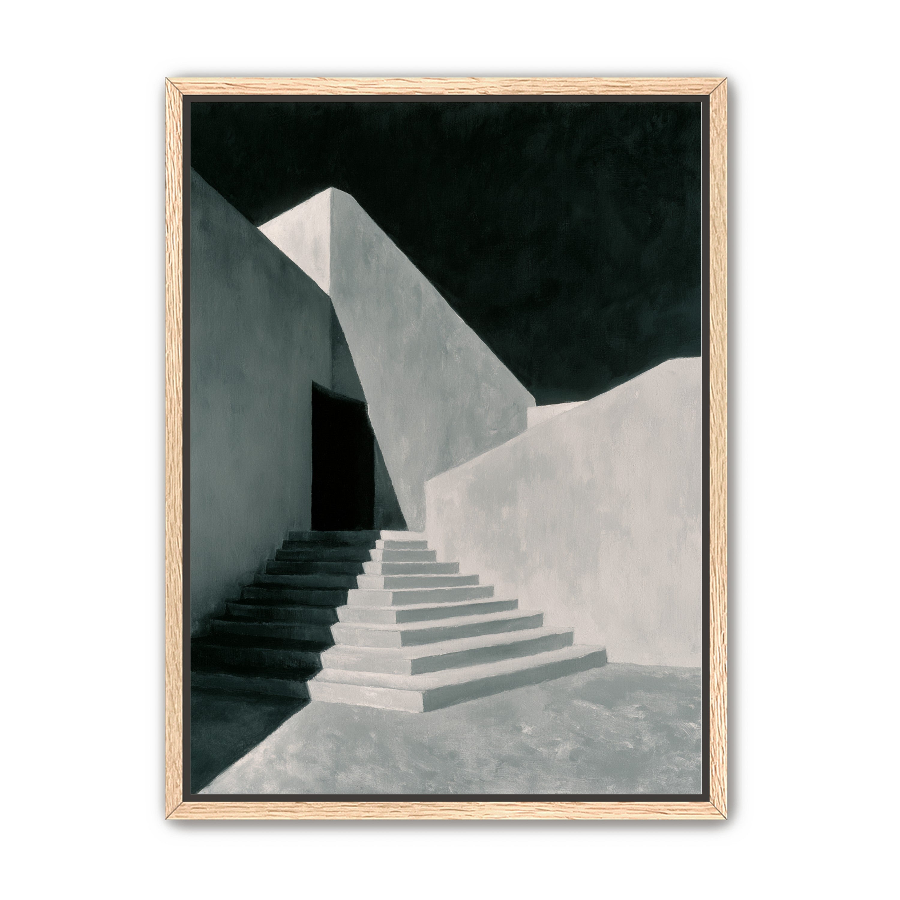 Stairs into the black doorway