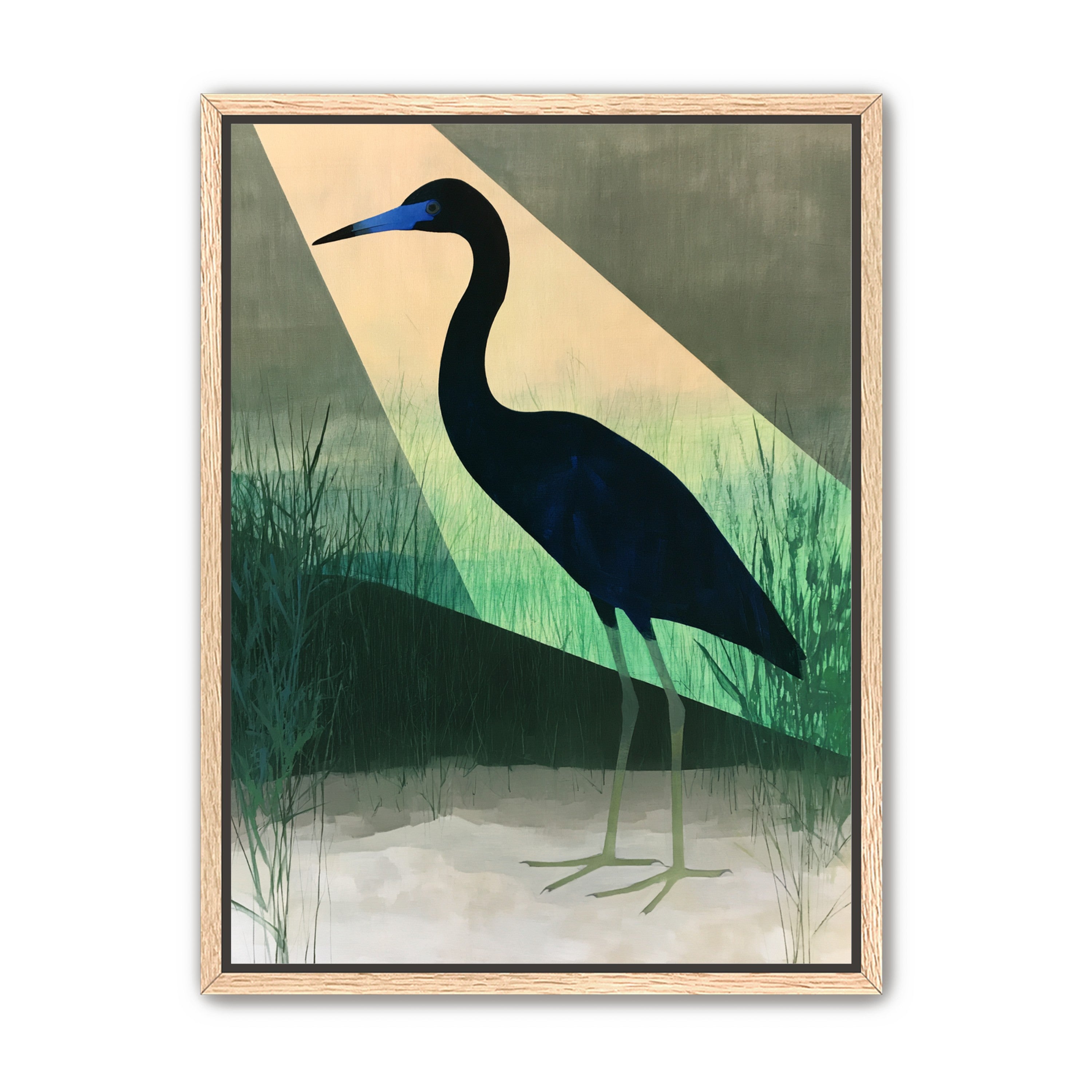 Blue beak in green light