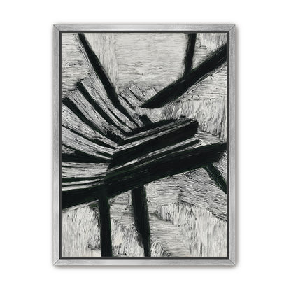 Black cuts through white grain