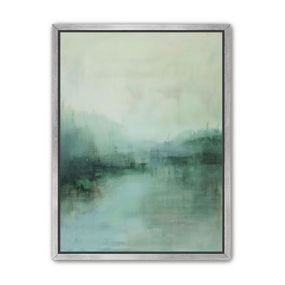 Misty harbor with boats