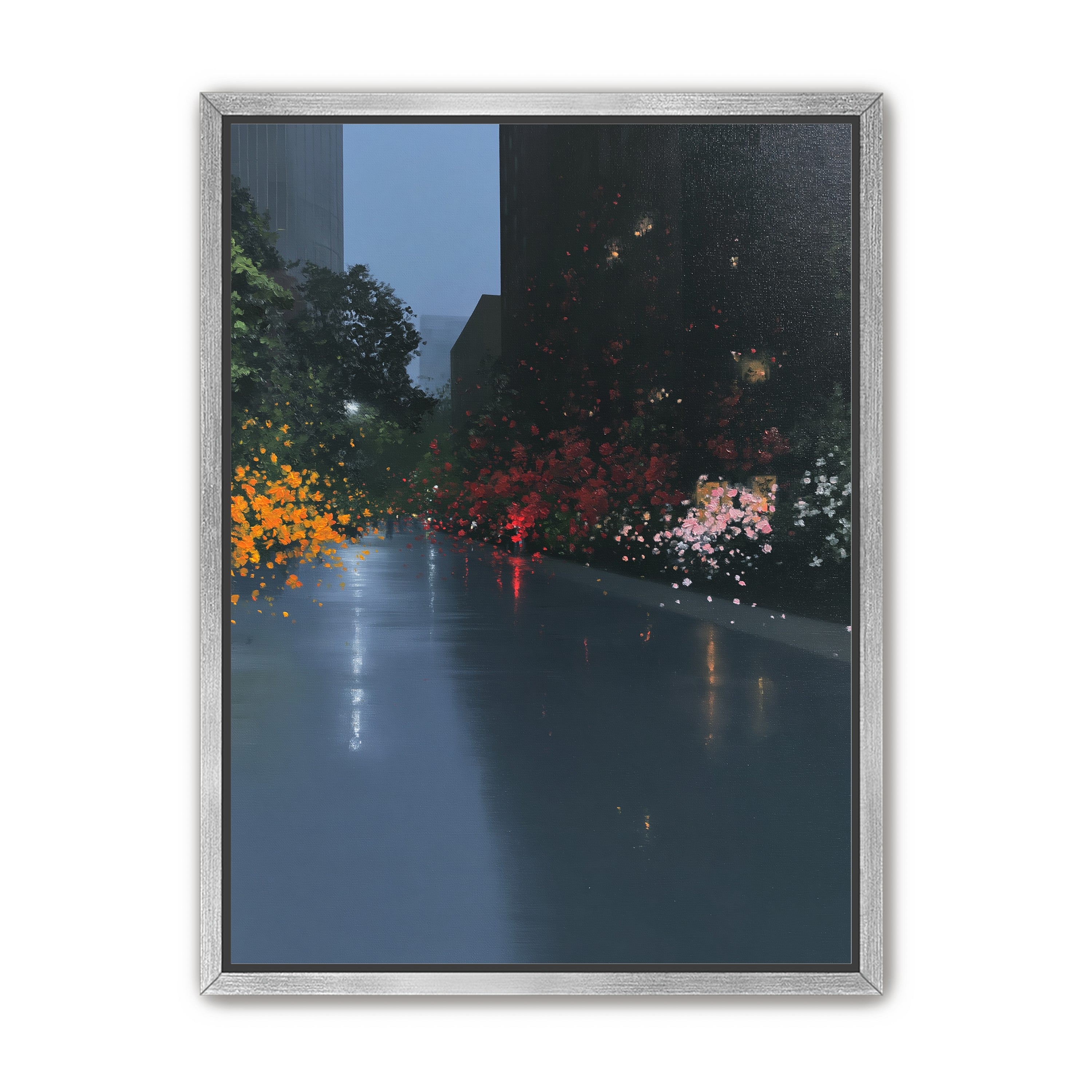 Rainlight on the flowered street
