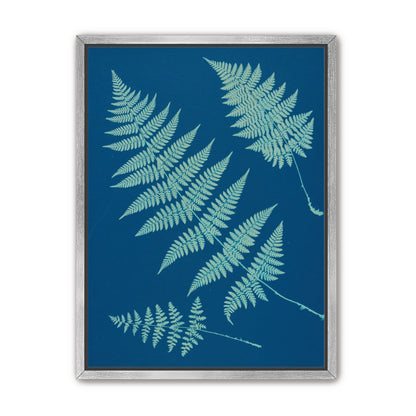 Pale ferns in deep blue