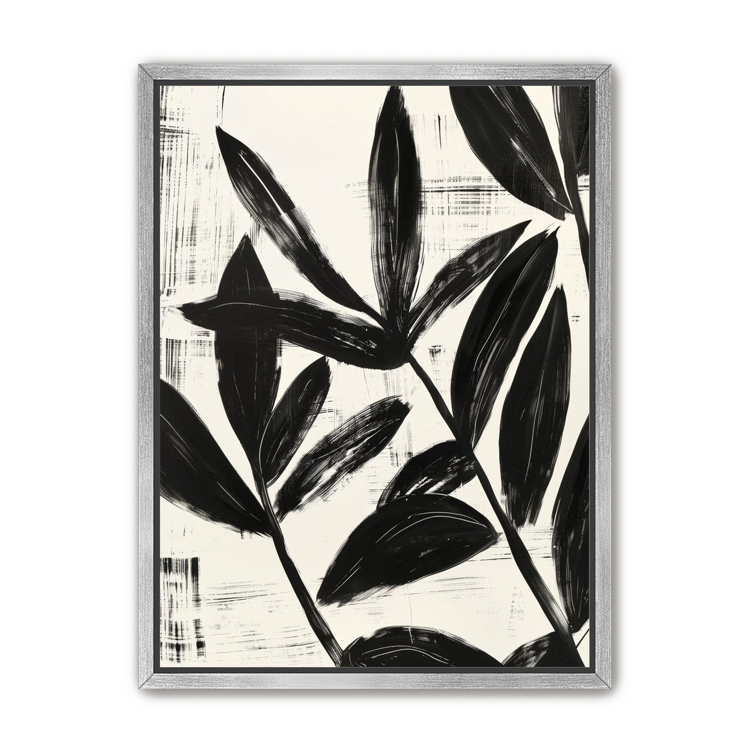 Black leaves on white grain