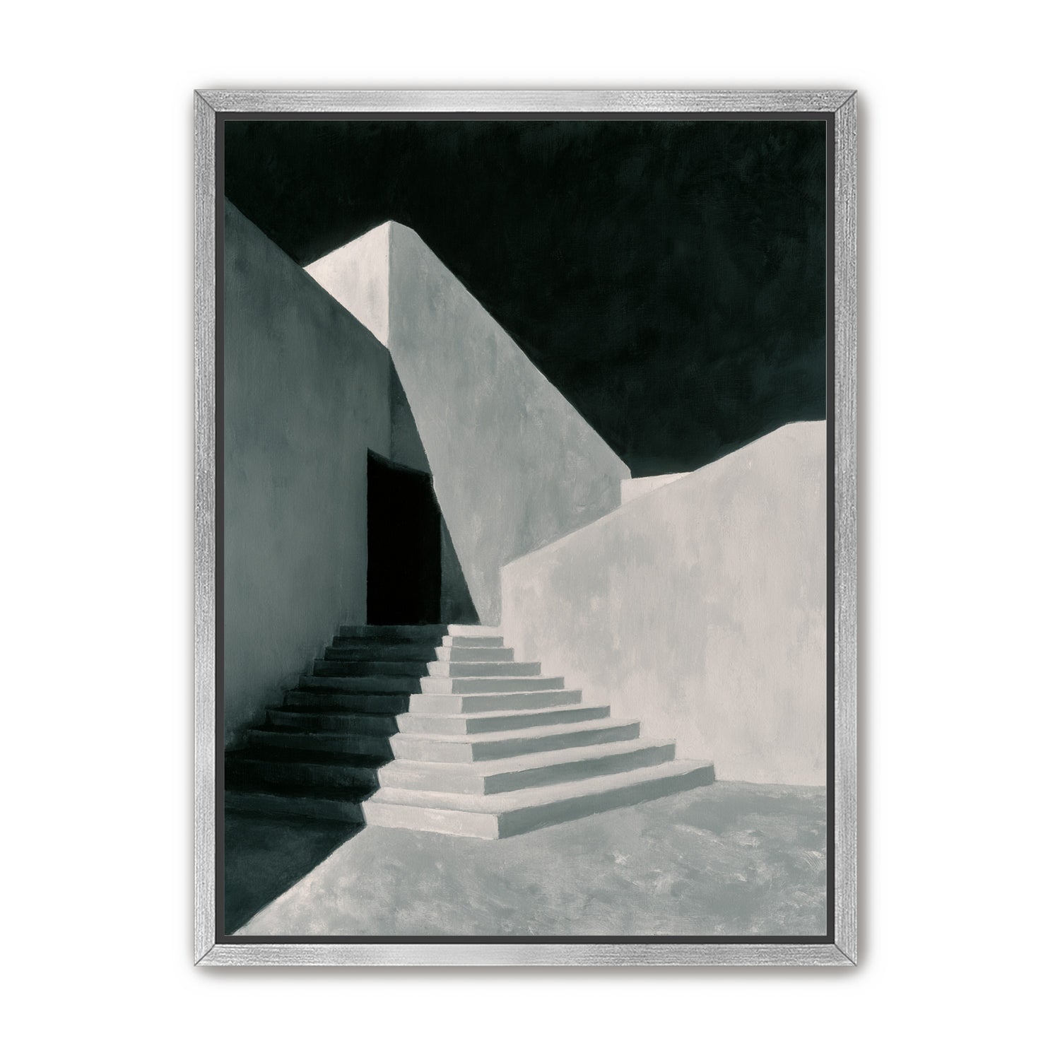 Stairs into the black doorway