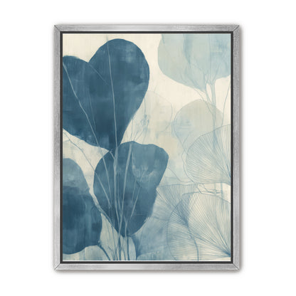 Leaves among pale blue space