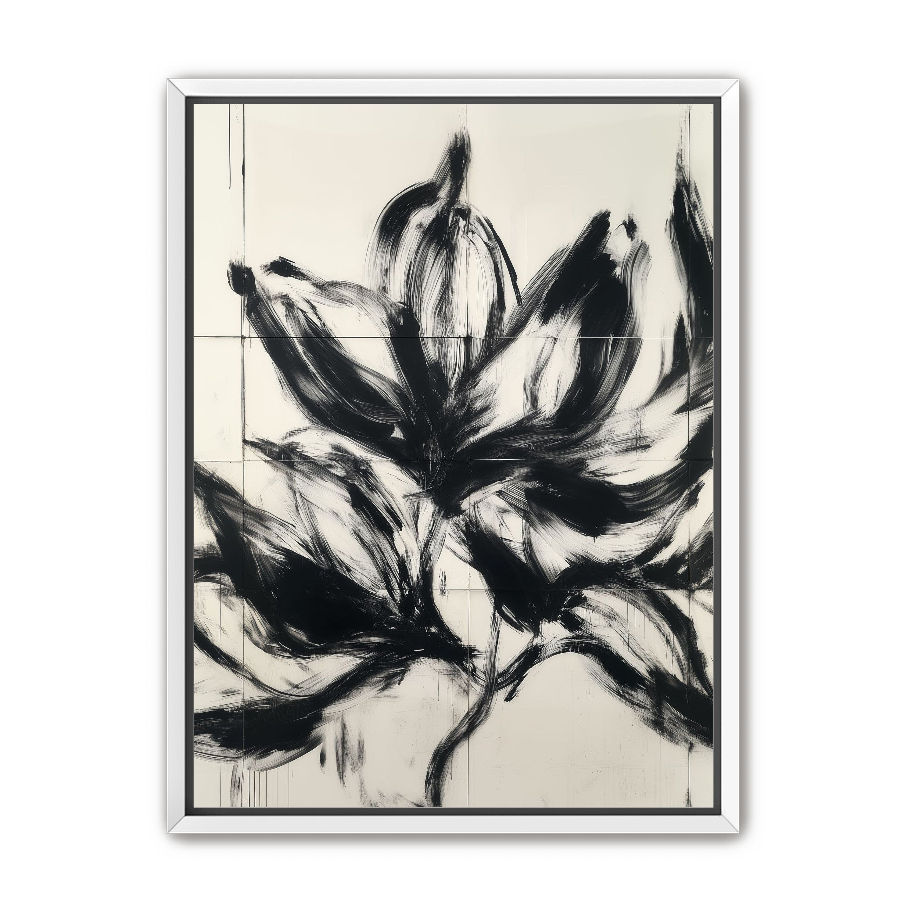 Black petals on pale grid