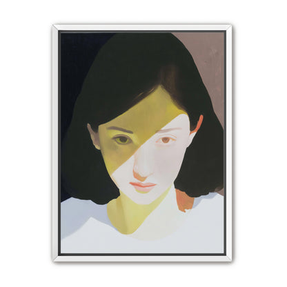 Yellow light across her face