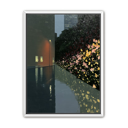 Flowers beside the wet wall