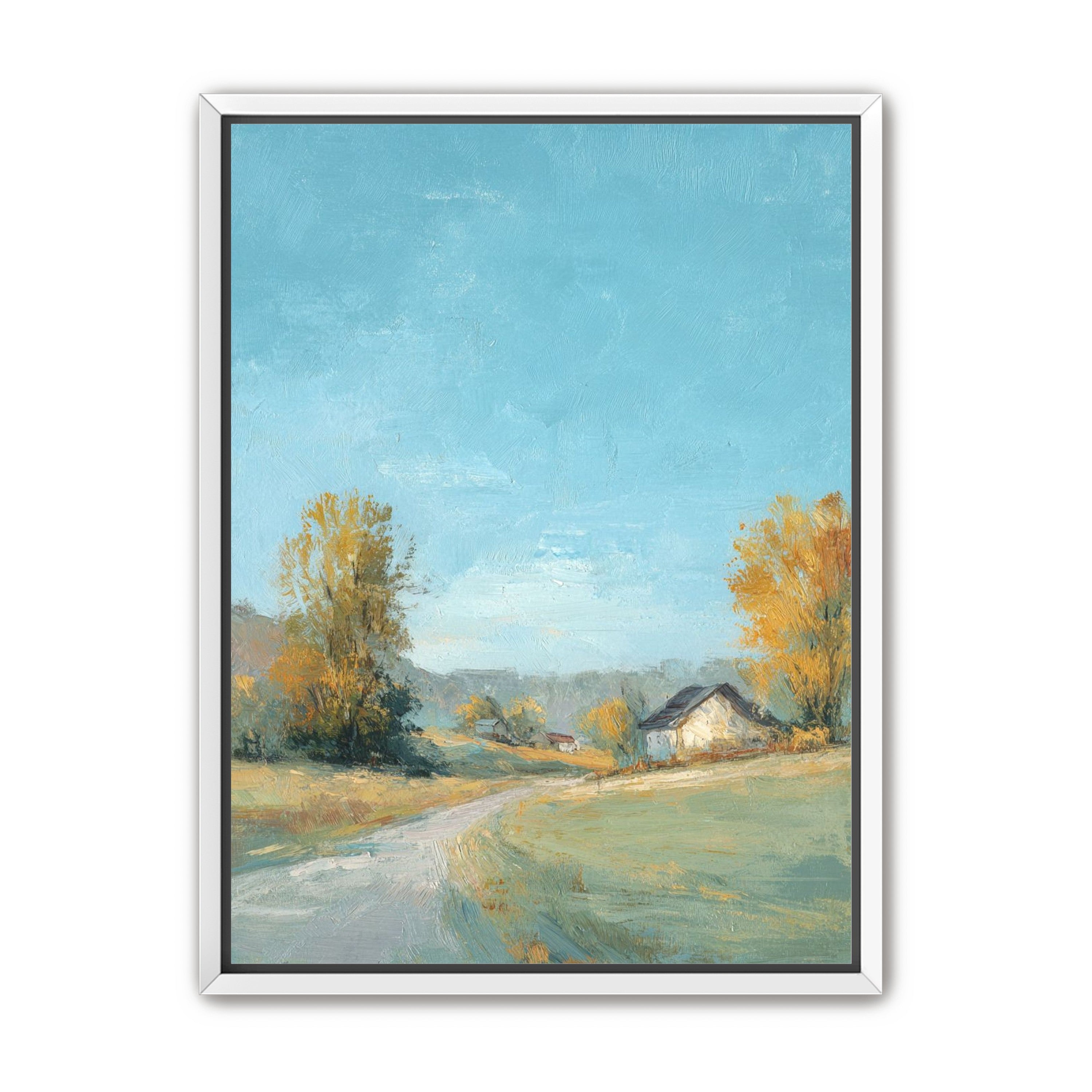 Blue sky over the farmhouse