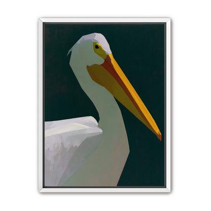 White pelican in deep green