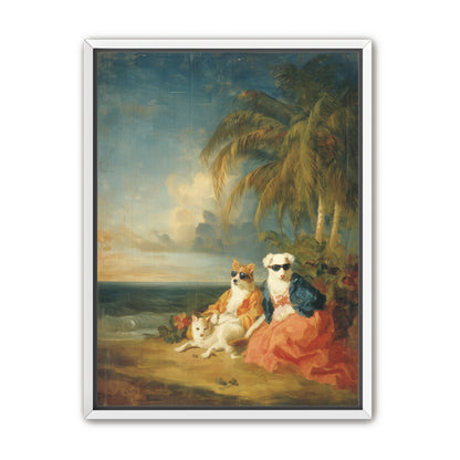 Sunglasses dogs under palms