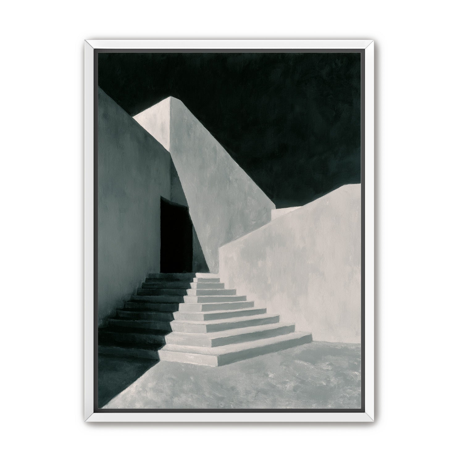 Stairs into the black doorway