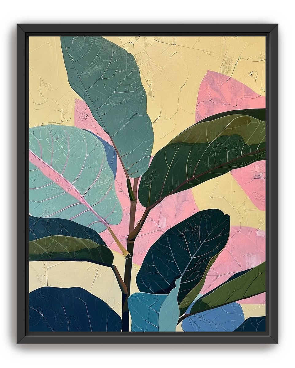 Leaves leaning into pink light
