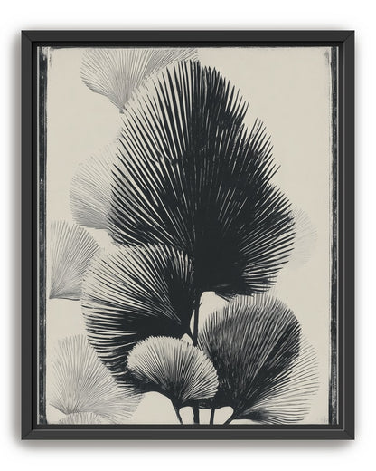 Fan fronds in ink shadow