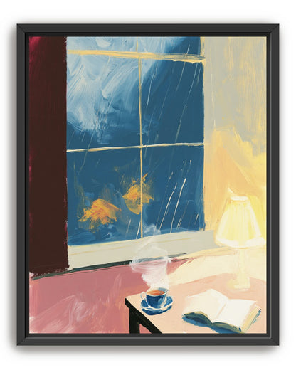 Lamplight on the rainy window