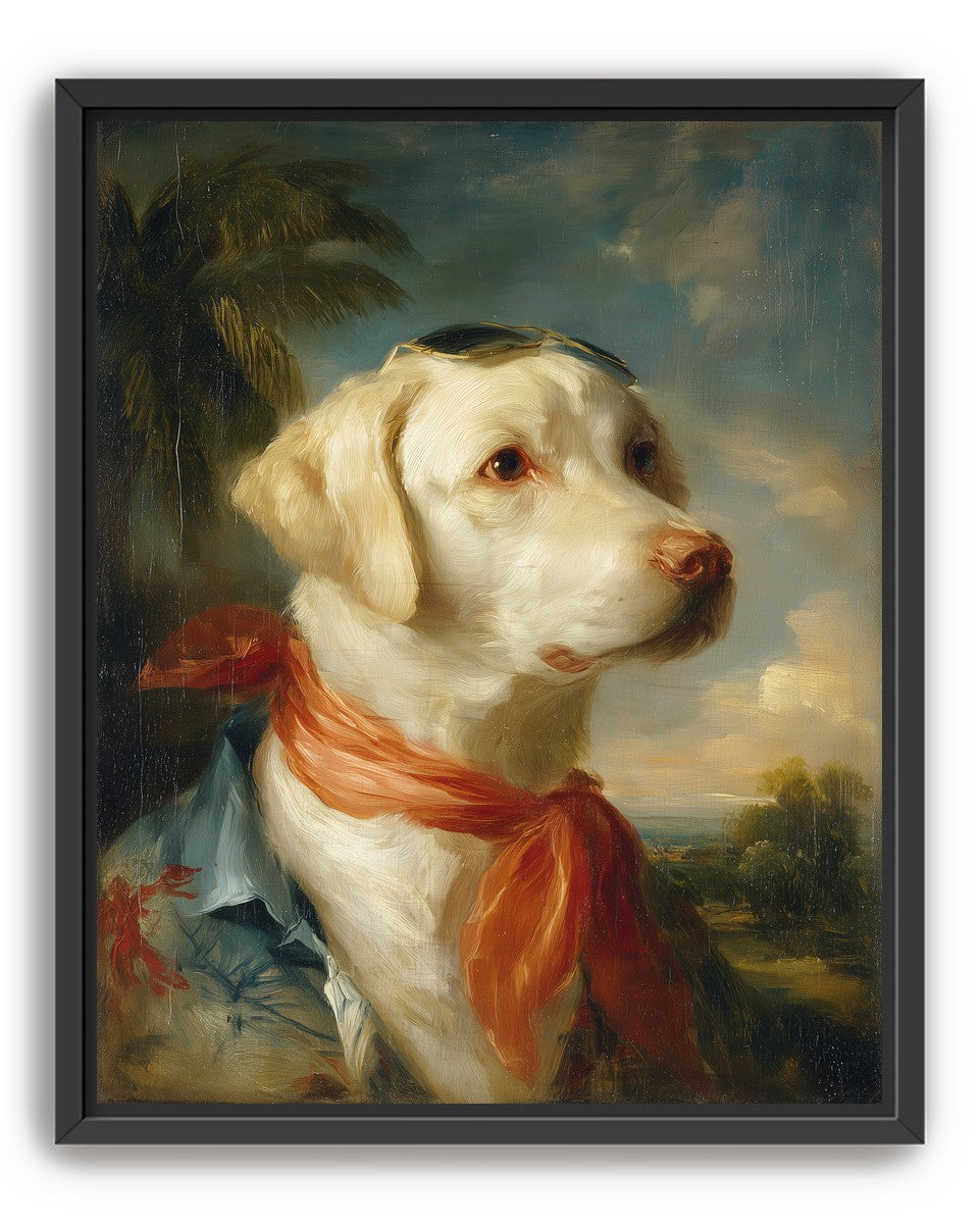 White dog in red scarf