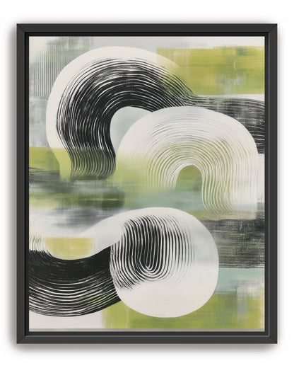 Curved bands across green fields