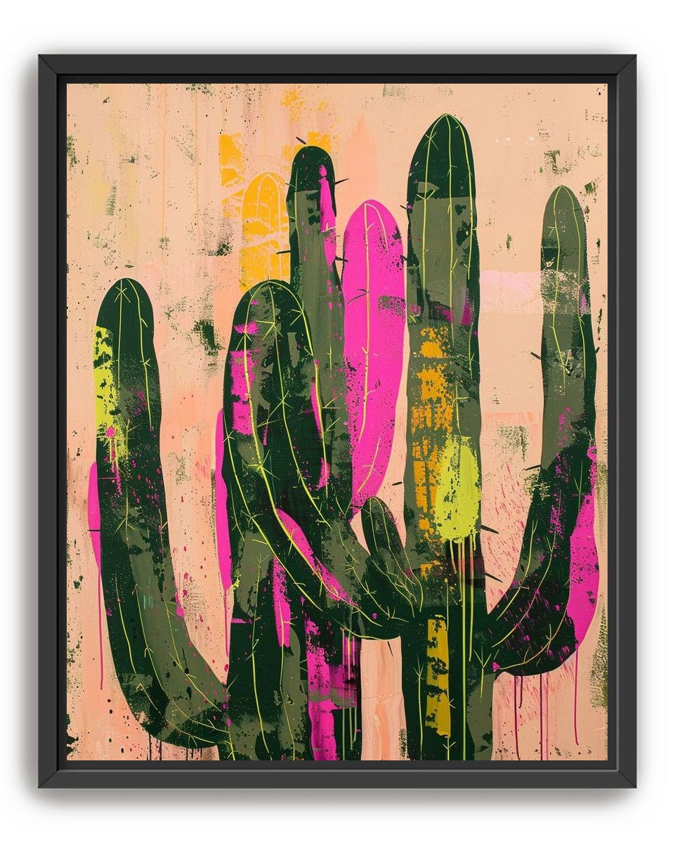 Neon pink on cactus green