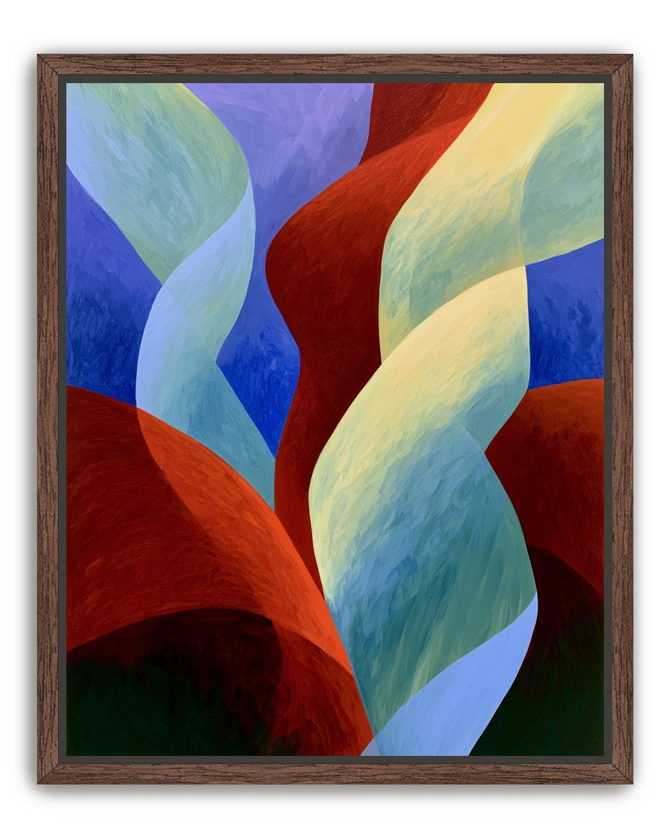 Red slips through cool blues