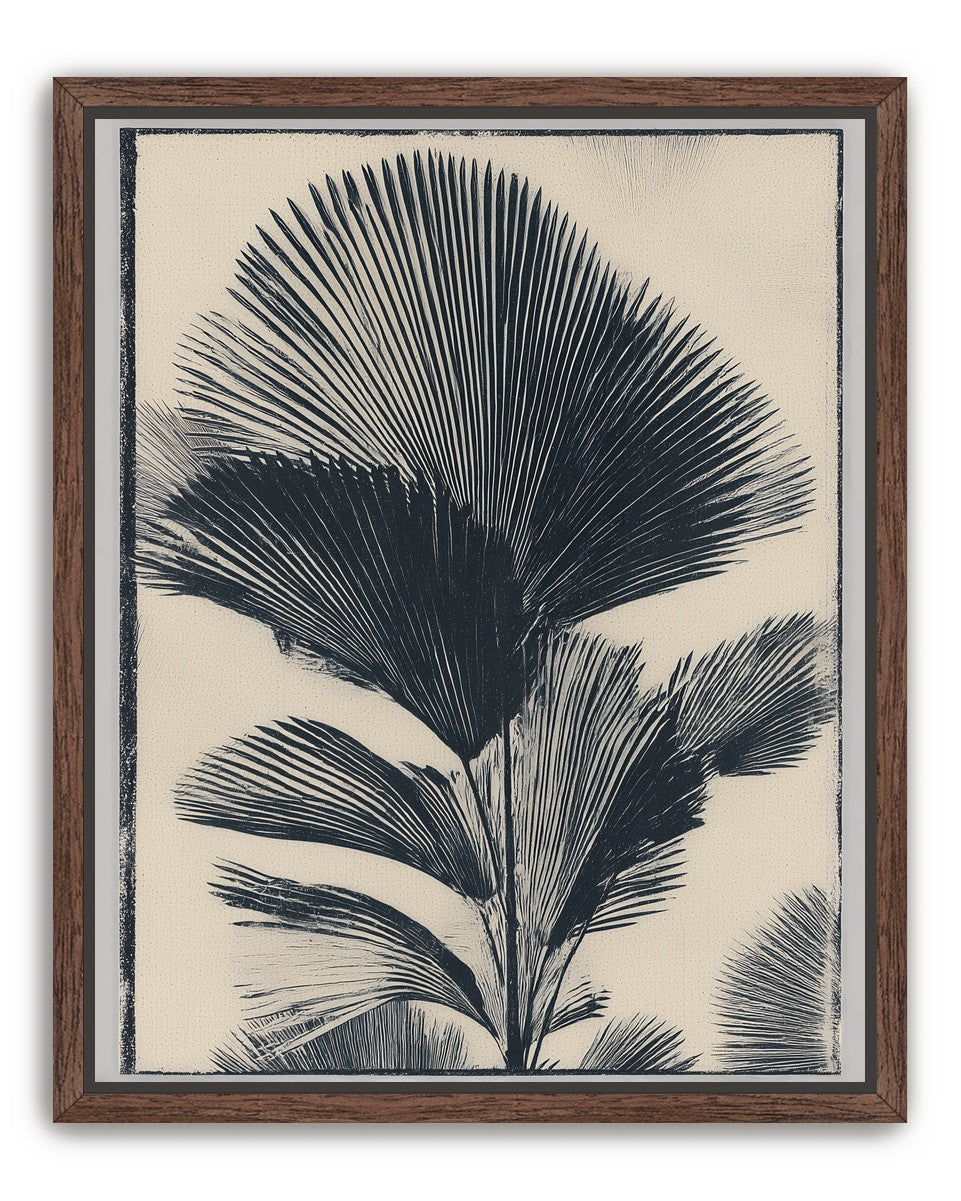 Palm fronds in black ink