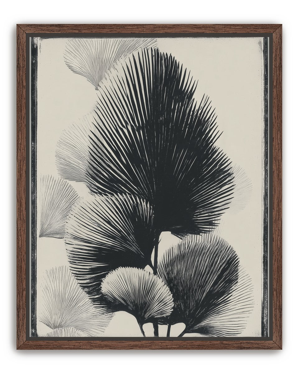 Fan fronds in ink shadow