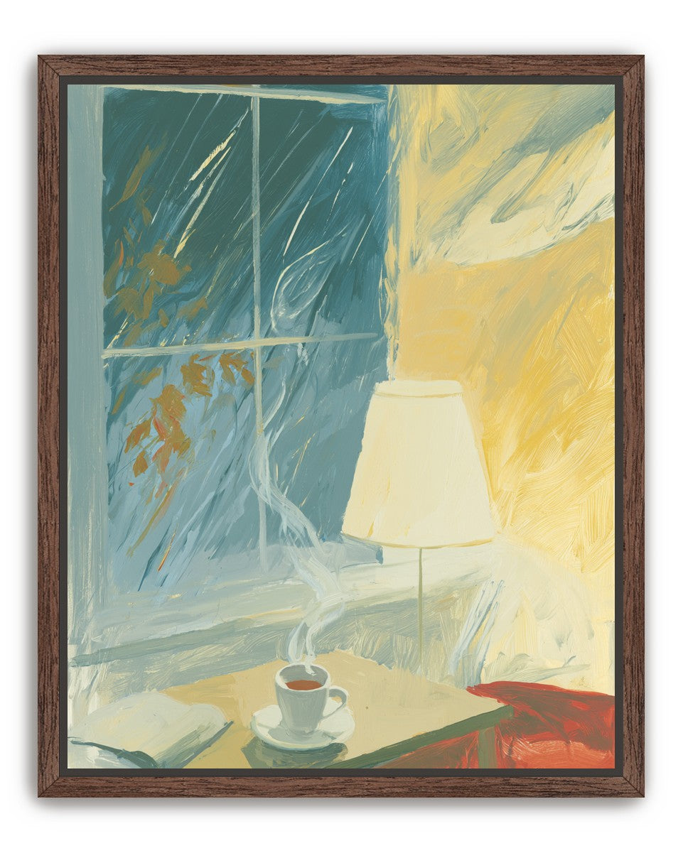 Steam against the rainy window
