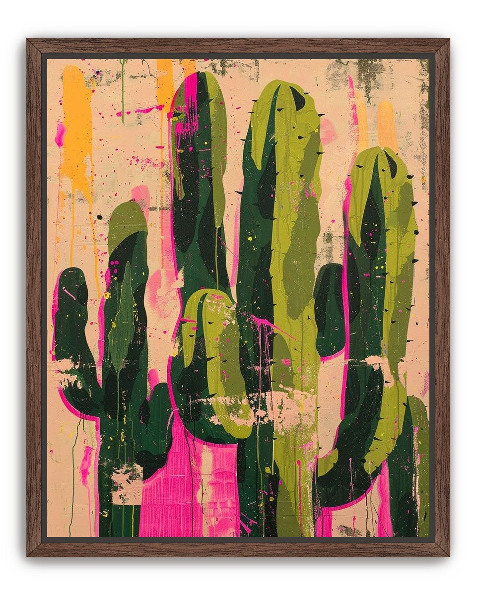 Cacti within pink drips