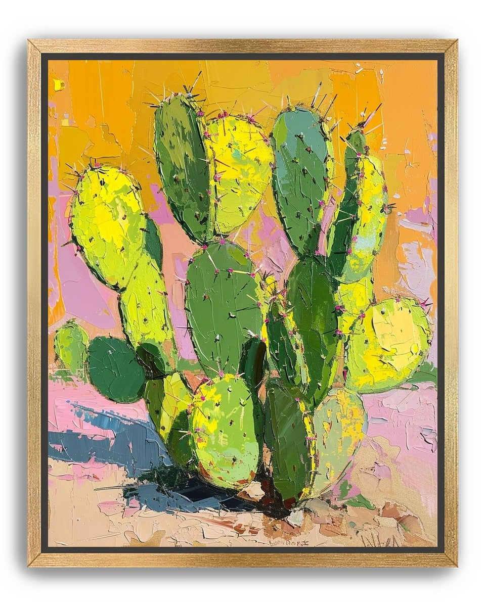 Thick paint on cactus pads