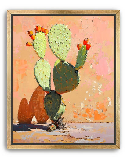 Prickly pear in sunlit plaster