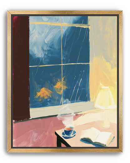 Lamplight on the rainy window