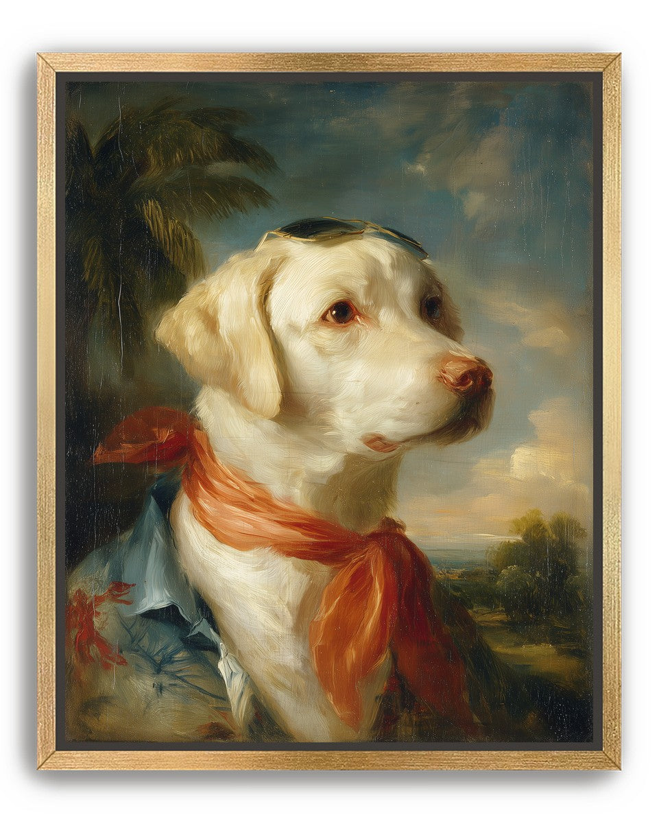 White dog in red scarf
