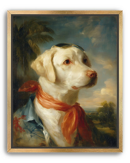 White dog in red scarf