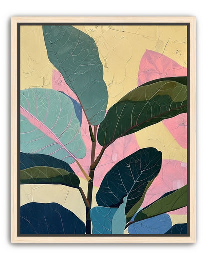 Leaves leaning into pink light