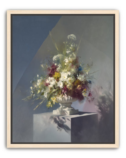 White urn within angled light