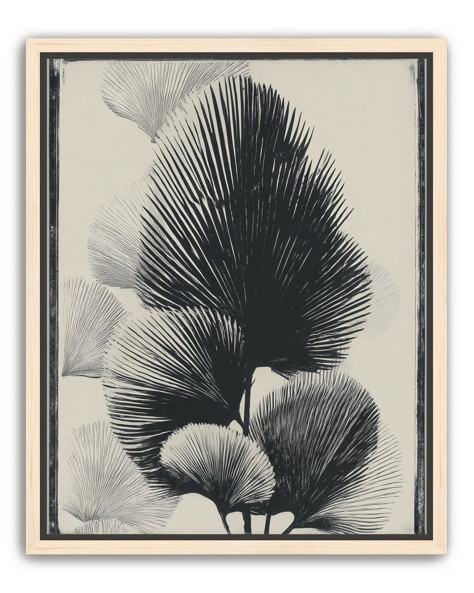 Fan fronds in ink shadow