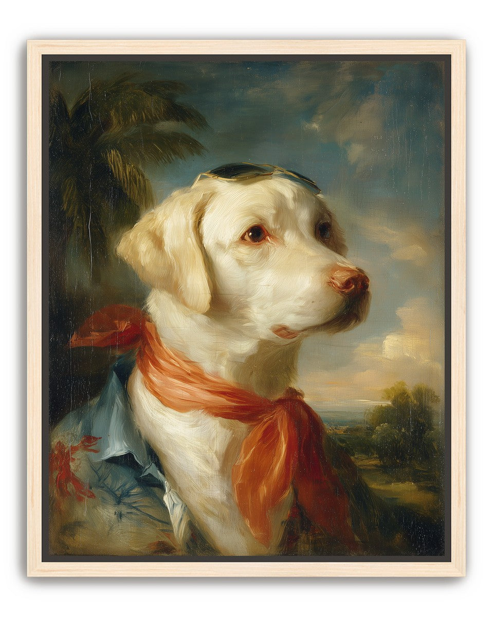 White dog in red scarf