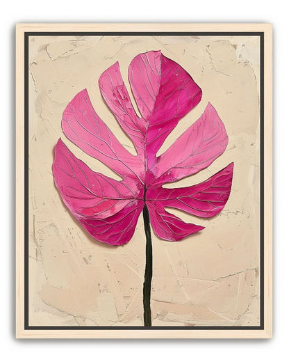 Pink leaf on plaster white