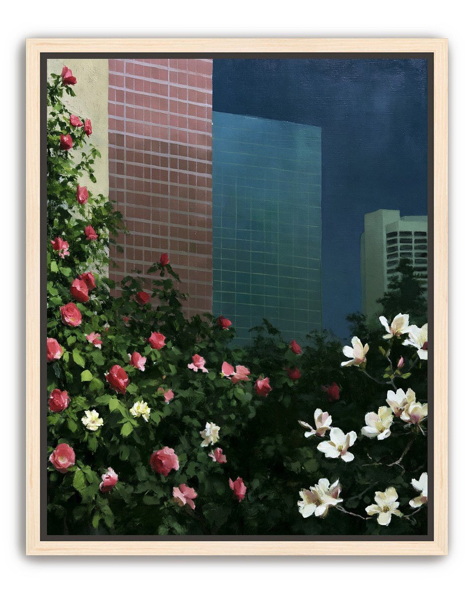 Flowers at the foot of towers