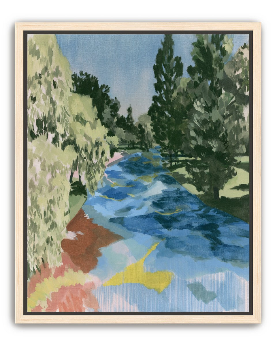 Blue bend under pines