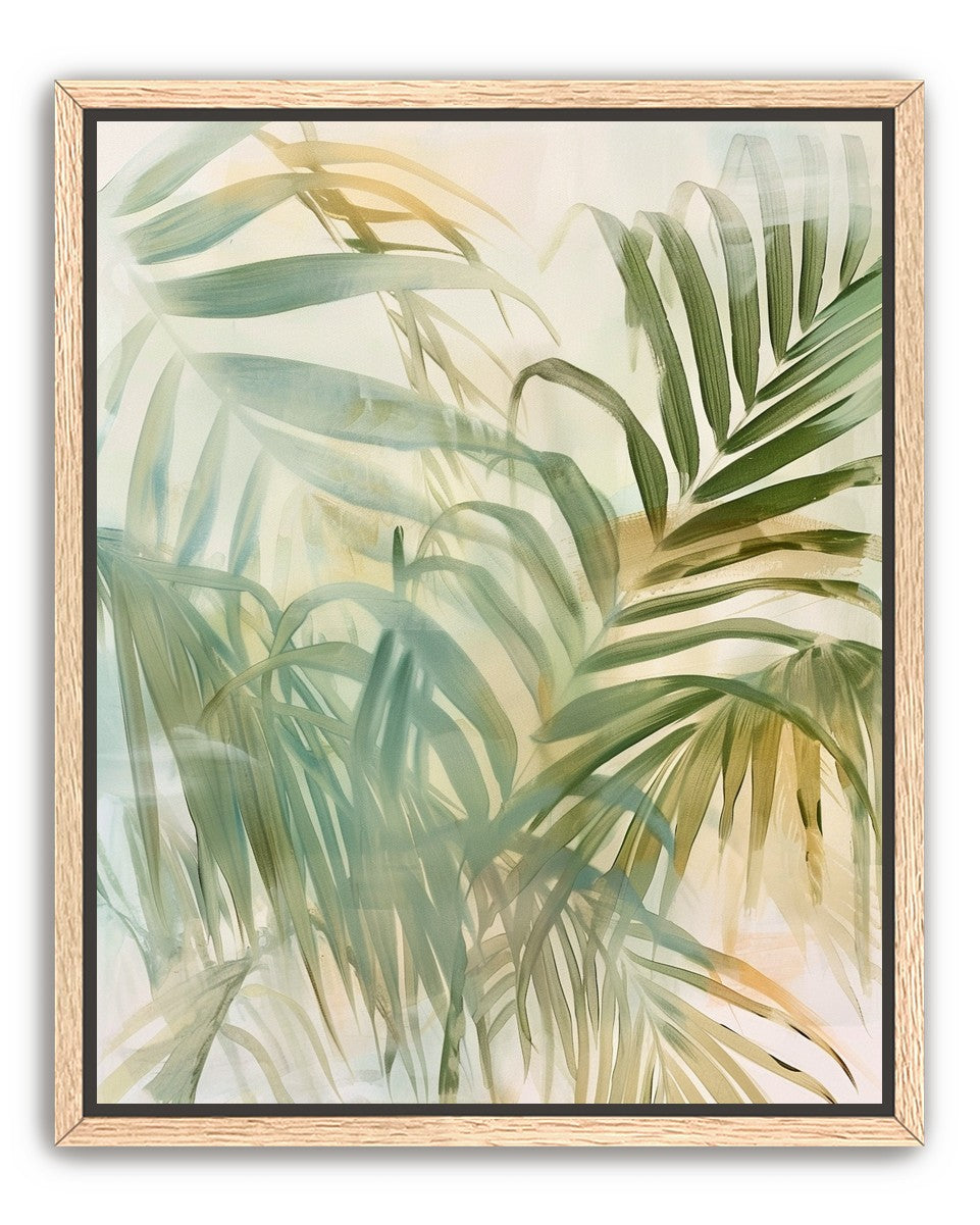 Palm leaves in pale wash