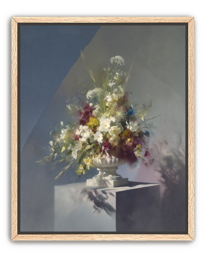 White urn within angled light