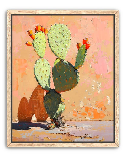 Prickly pear in sunlit plaster