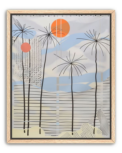 Two suns over striped hills