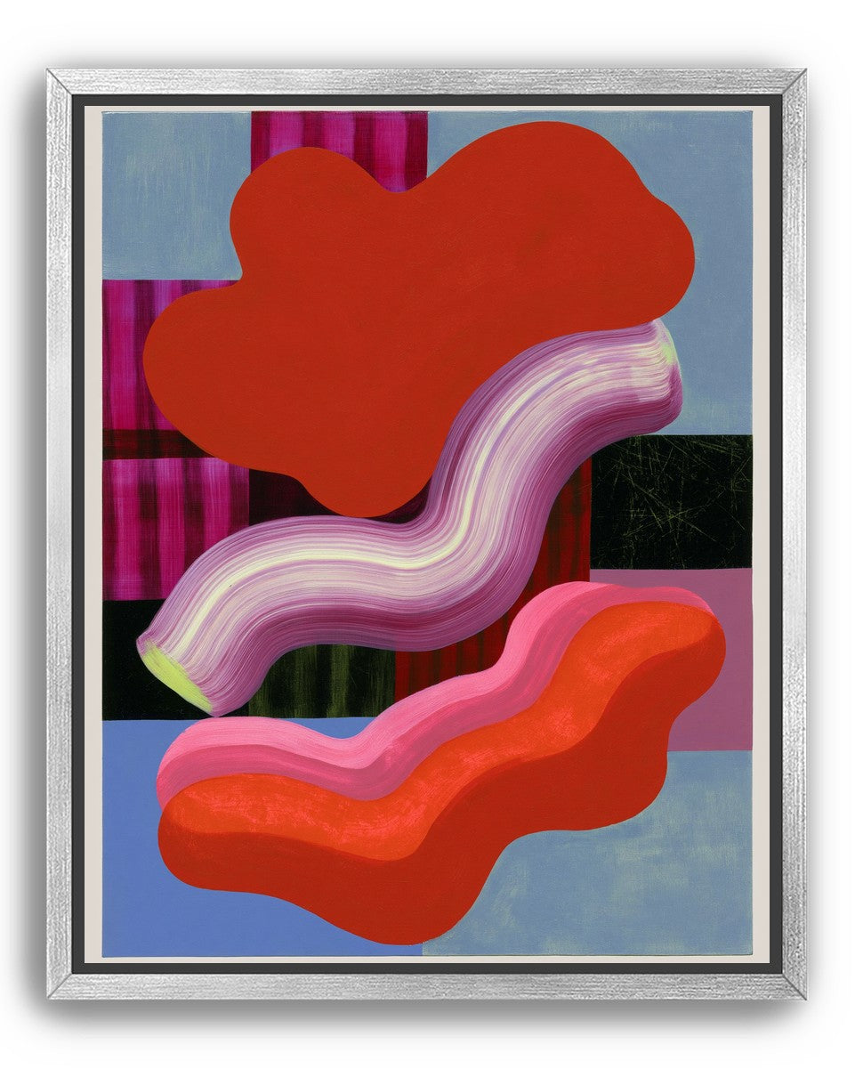 Layered red forms on grid