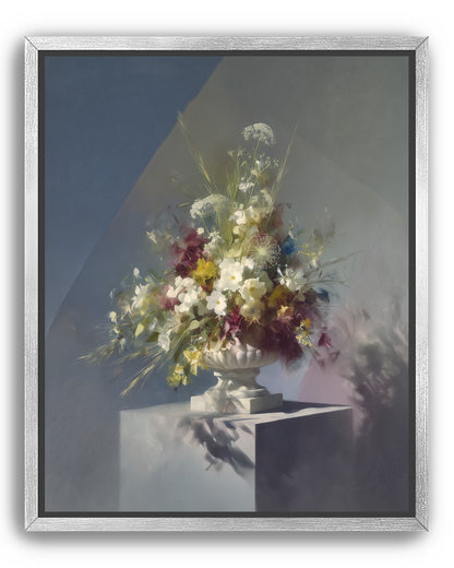White urn within angled light