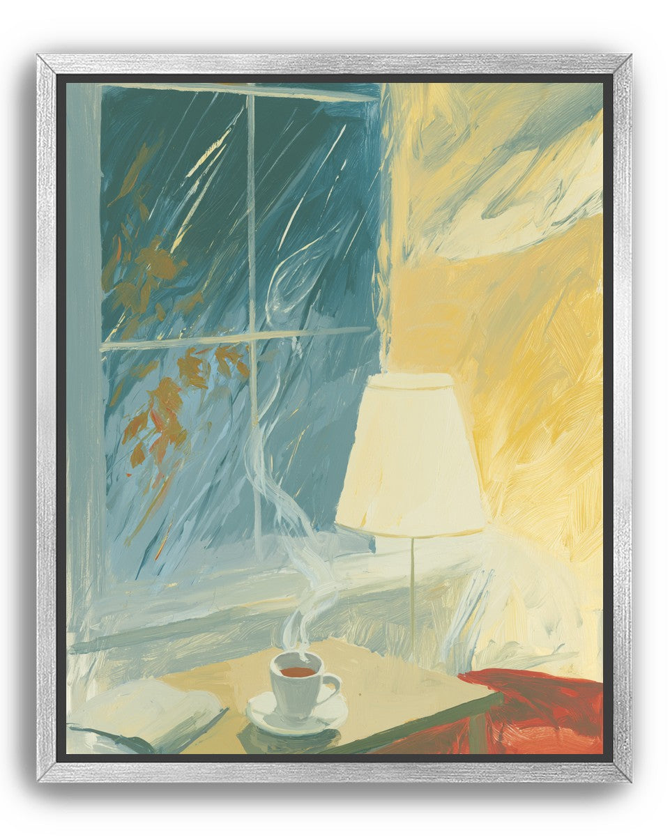 Steam against the rainy window