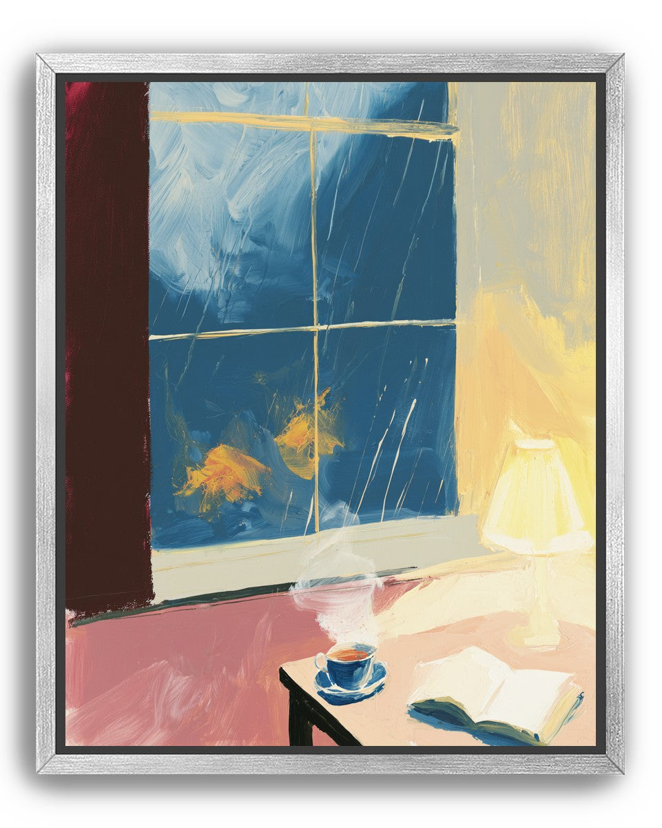 Lamplight on the rainy window