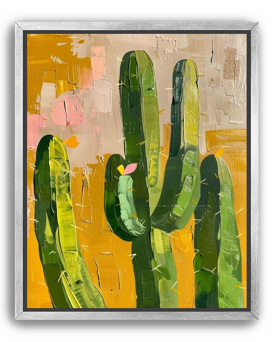 Cactus forms within ochre field